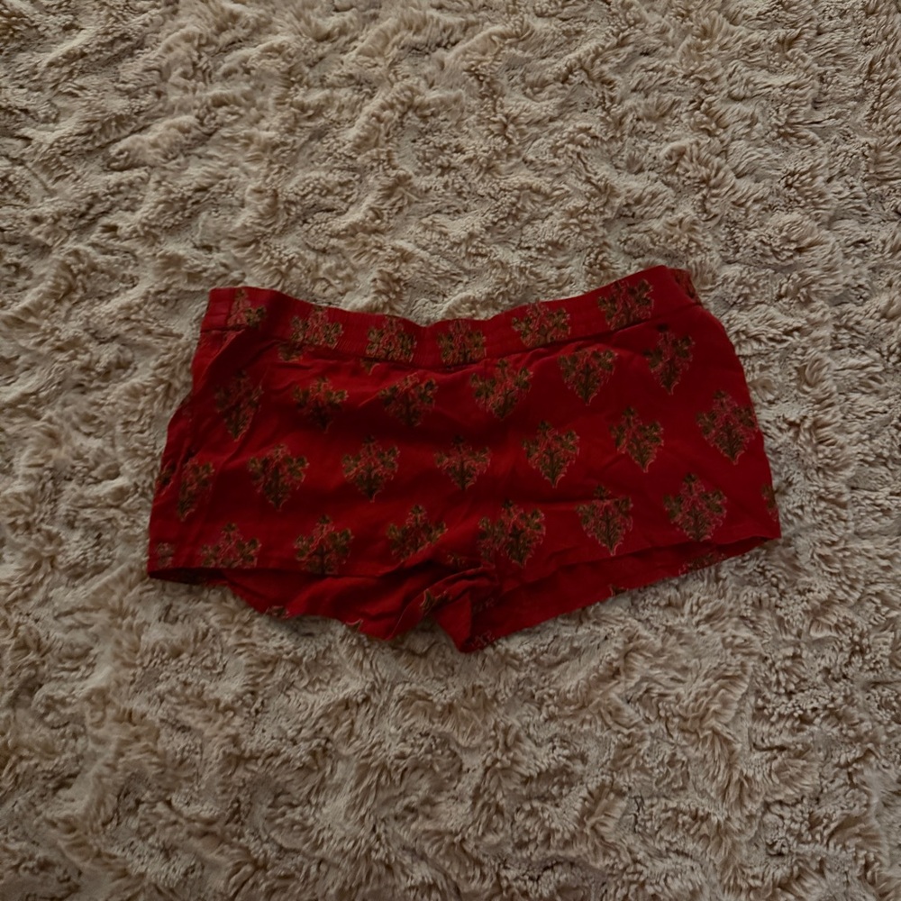 Earth Bound Red Patterned Women's Lounge Shorts